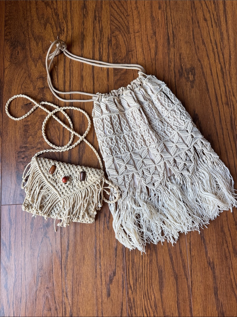Handwoven Cream Fringe Bags - Boho Chic